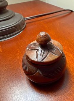 Hand-Carved Wooden Trinket Box with Lid