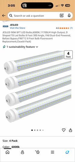 90W 8FT LED Bulbs 6000K T8 Dual-End Powered LED lights West reinforced aluminum backing. I have 25