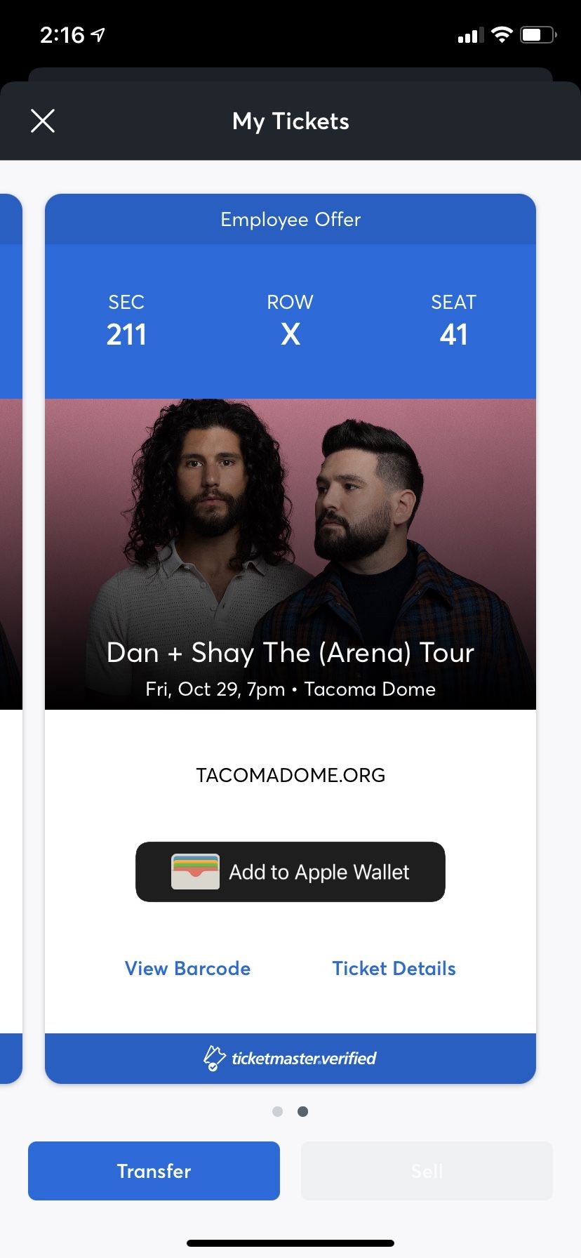 Dan and Shay Concert Tickets (must Sell)