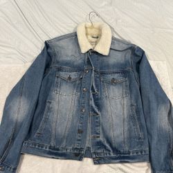 American Vintage Jean Jacket Large Men Fur Trim