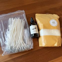 Candle Making Kit Soy Wax Wicks Cinnamon Fragrance Oil DIY Supplies Lot Unused