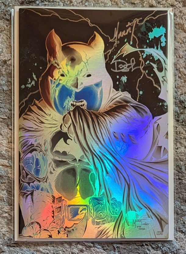 Do You Pooh Battle Damage Batpooh Chrome Hollow Foil 2X Signed