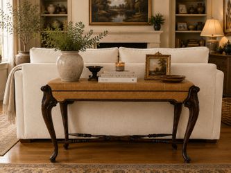 Leather Top Sofa Table / Console Table with Nailhead Trim