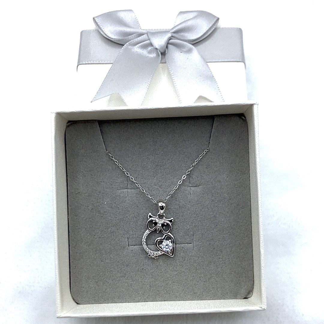 S925 sterling silver fashionable owl necklace