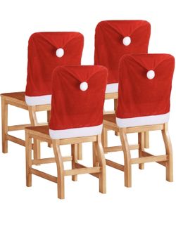 GDENZL 4PCS Red Hat Dining Chair Slipcovers