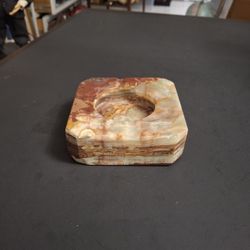 Gorgeous Vintage Natural Red Agate Ashtray, Weighs 1 LB 12 OZ Measures 4" Square