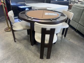 New 5 Piece Game / Dining Set W 6 Cup holders. Brown. 48x48x30H. Free Delivery!