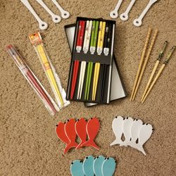 Chopsticks LOT Sushi Japan Holder Crate And Barrel Cocktail Ceramic Fork Spoon Lucky Cat Wooden Plastic Fish Tempura Wasabi Lobster Asian Foodie Roll