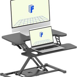 FLEXISPOT 28-Inch Height Adjustable Standing Desk Converter Stand up Tabletop Workstation for Monitor Riser