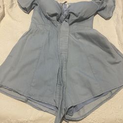 Runaway Size 4 Cotton Romper. Built In Padded Bra. Off The Shoulder