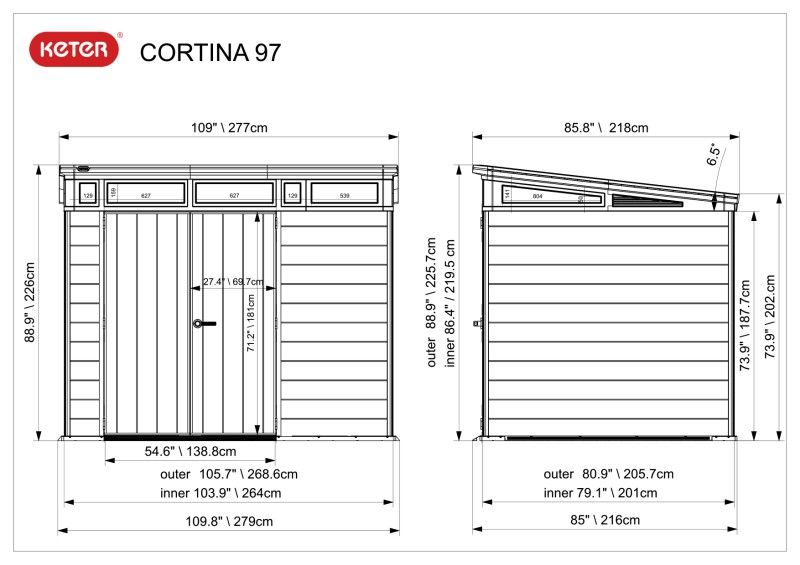 Large Outdoor Storage Shed, Keter Cortina 9x7 Foot with Floor and