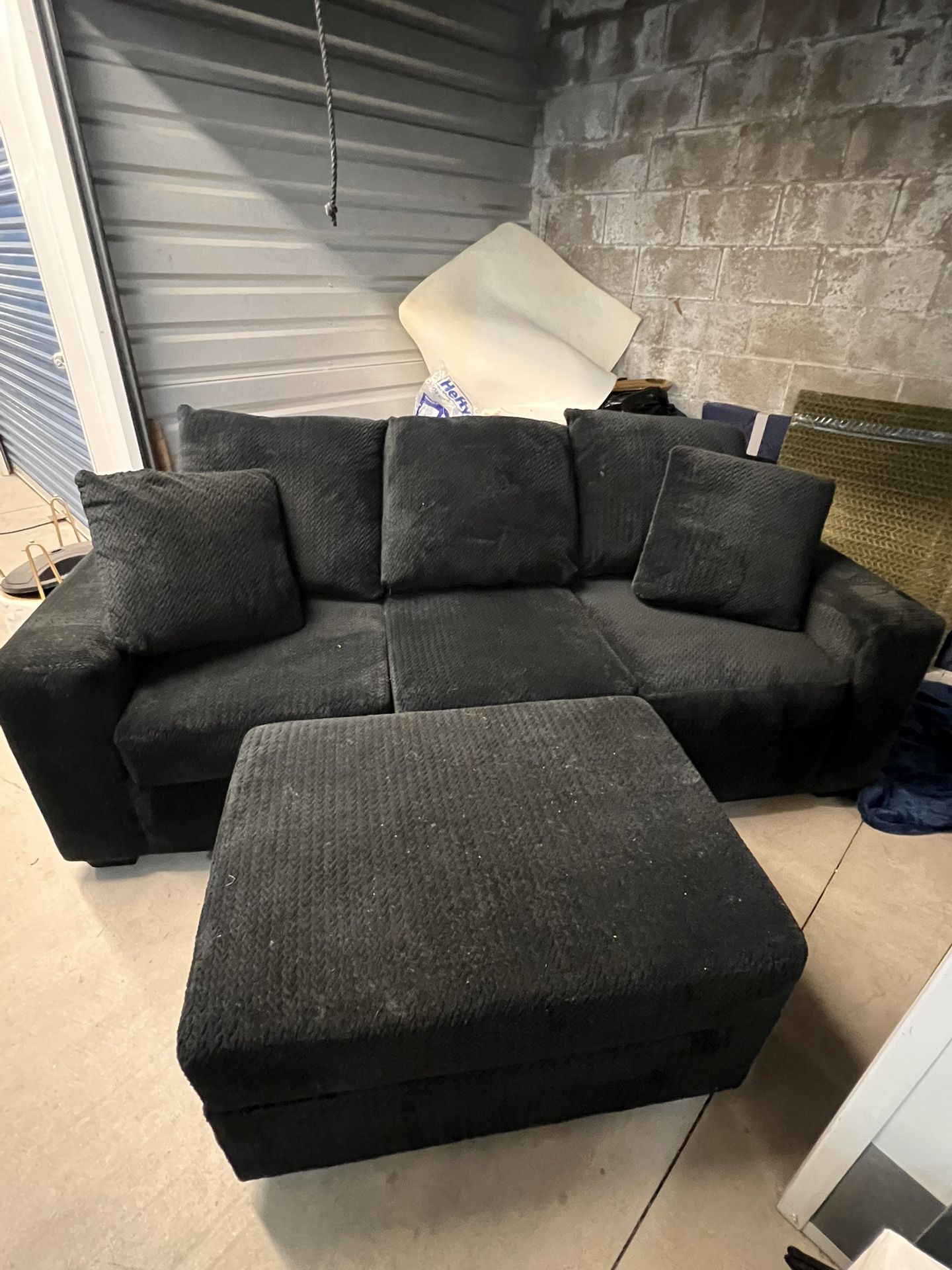 Black Couch with Ottoman