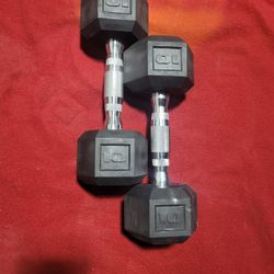 NEW. SET OF 10LB. RUBBER COATED HEXHEAD DUMBBELLS TOTAL 20LBs  11525 S HALSTED DUNKIN DONUTS/7111.S WESTERN WALGREENS
 20$  CASH ONLY AS IS