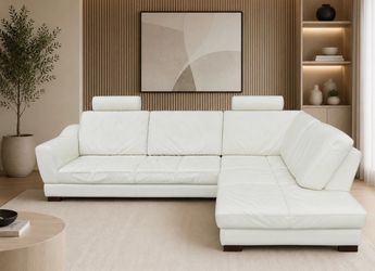 LEATHER SECTIONAL SOFA COUCH DOVE L SHAPE