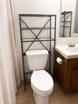 Over-the-Toilet Bathroom Storage Organizer w/ Glass Shelves