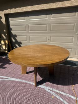 60” Round Wood Dining Table – Recently Polished & Conditioned