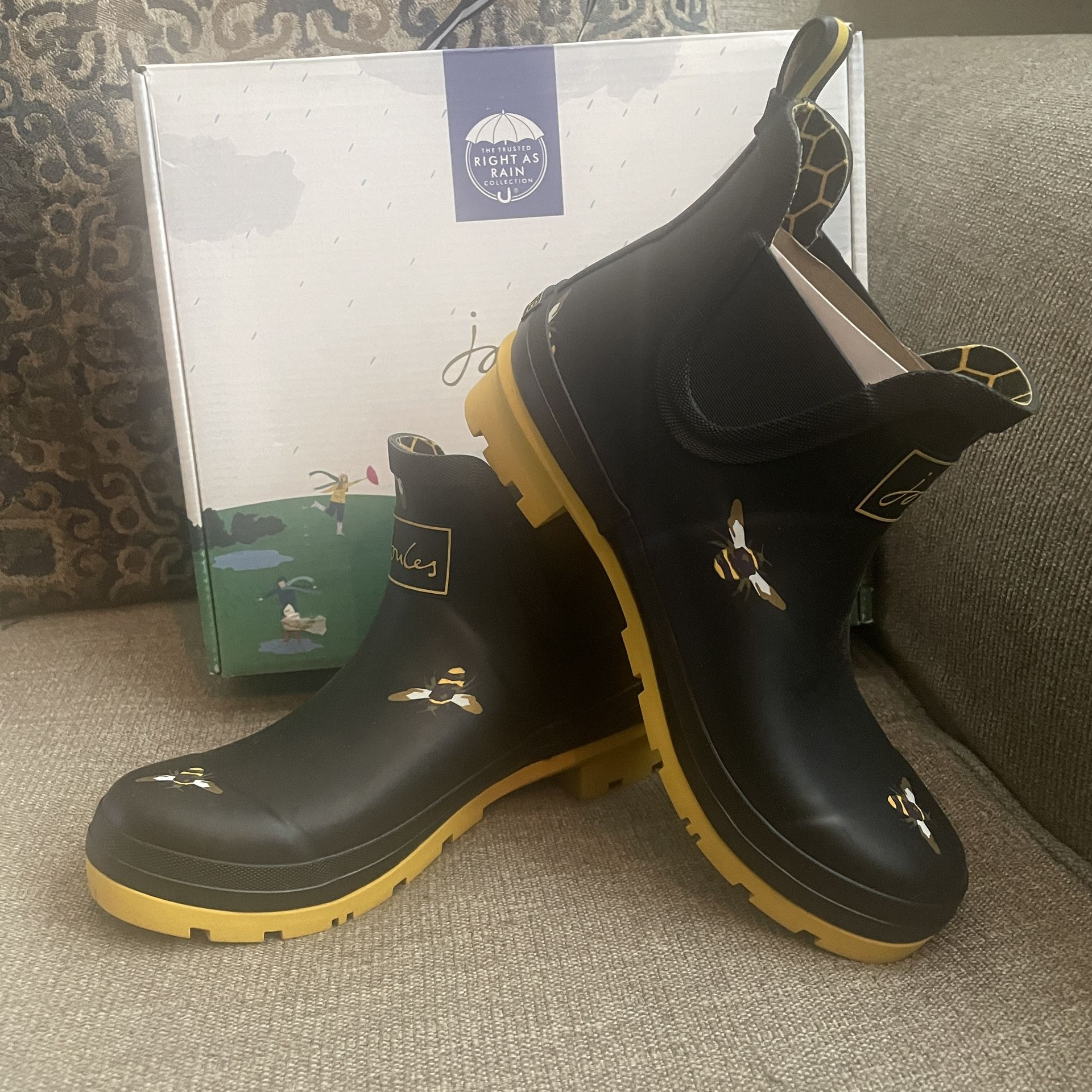 New Joules Wellibob Ankle Rain Boots Sz 7