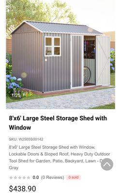 8'x6' Large Steel Storage Shed with Window