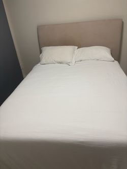 Bage fabric upholstered Queen Bed Frame