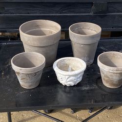 5  Gray Planting Pots Perfect For Herbs Or Vibrant Colored Flowers