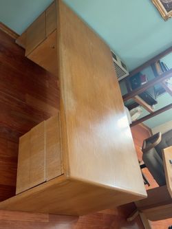 Large Wooden Office Desk with Storage