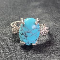 100-1 Turquoise Oval Ring Size 5.75