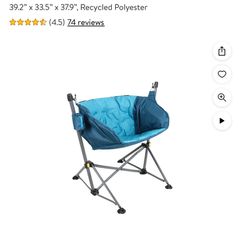 A New Ozark Trail Structured Hammock Chair, Color Blue, Product Size 39.2" x 33.5" x 37.9", Recycled Polyester