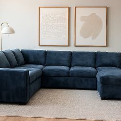 65% OFF 🔥 6-Piece Blue Velvet Sleeper Sectional Sofa Couch With Storage Space - Can Deliver