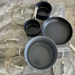 Brand New GREEN PAN Ceramic Pots 3 With Lids And 12 Inch Pan With Lid 