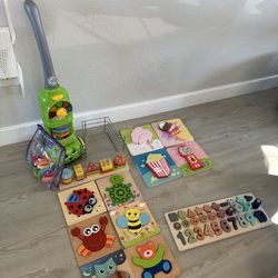 12 Puzzles + Leap Frog Vacuum For Toddlers 