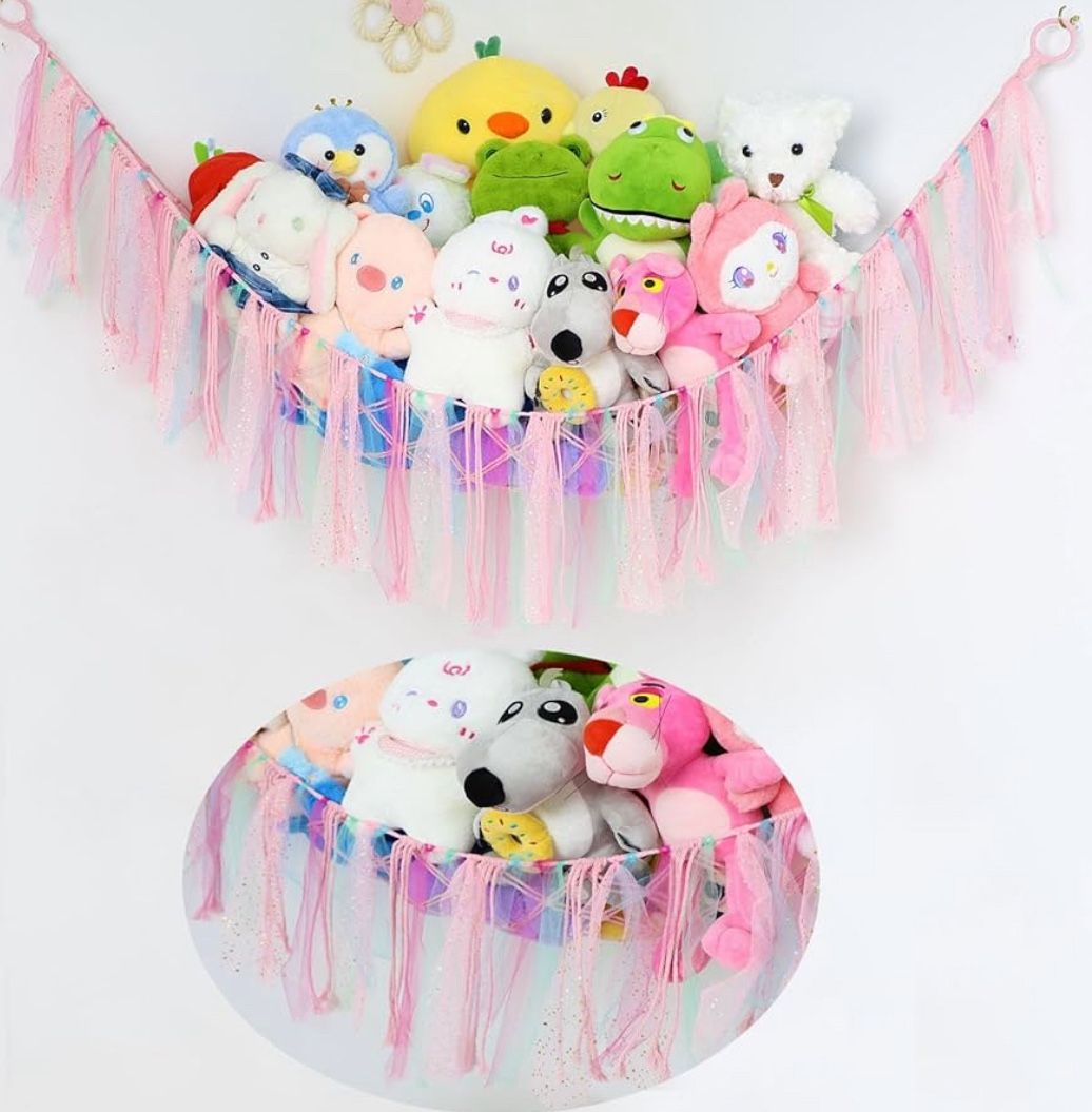 Stuffed Animals Net or Hammock, Toy Hammock Net for Stuffed Animals Corner Hanging Stuffed Animal Storage Stuffed Animal Holder for Nursery Kids Bedro