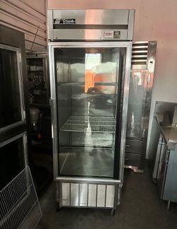 Stainless Steel Glass Door PASS-THRU Refrigerator  (1) Solid Door and (1) glass door