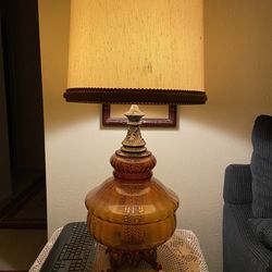 Vintage Amber & Brass Lamps