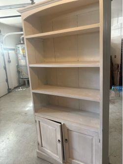 Vintage Solid Wood Bookcase Hutch / Farmhouse Cupboard