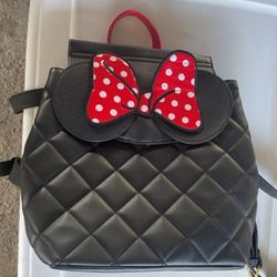 $10 Disney Minnie Mouse Black Dani by Danielle Nicole Quilted Red Bow Backpack Purse