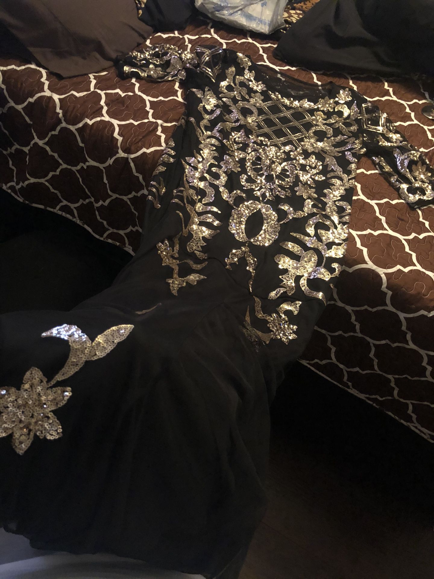 Gold and Black wedding reception dress for sale