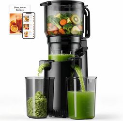 Cold Press Juicer with 6" Extra Wide Feed Chute Slow Juicer for Whole Fruit & Vegetable, High Yield Fruit Juicer, Efficient Juice Extraction, Low Nois