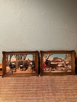 Vintage 3D Wall Art - Framed Pair - 2/$30.00
