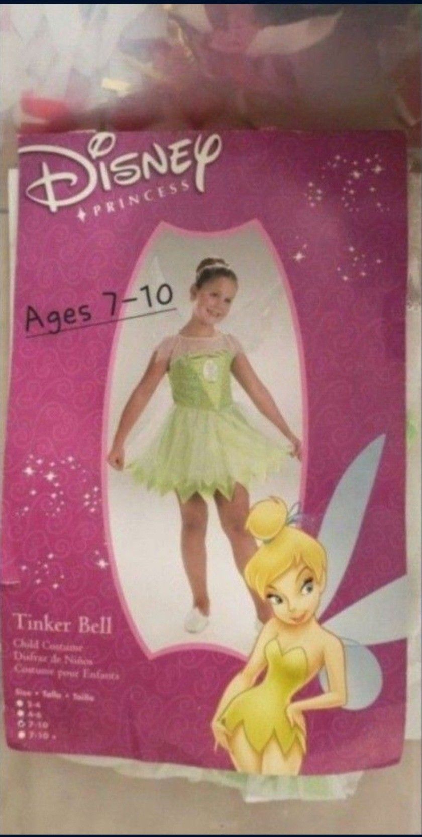 Halloween Costume Disney's Tinkerbell Princess Dress up Costume Girl 7-10