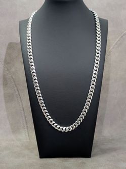 Solid Silver 24" Miami Cuban Chain