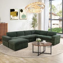 Dark Grey Microfiber or Green corduroy Livingroom modular sofa set