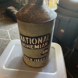 Vintage National Bohemian 16” Metal Tin Some Rust 