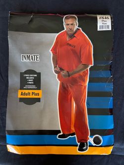 Inmate orange costume. Adult plus size.