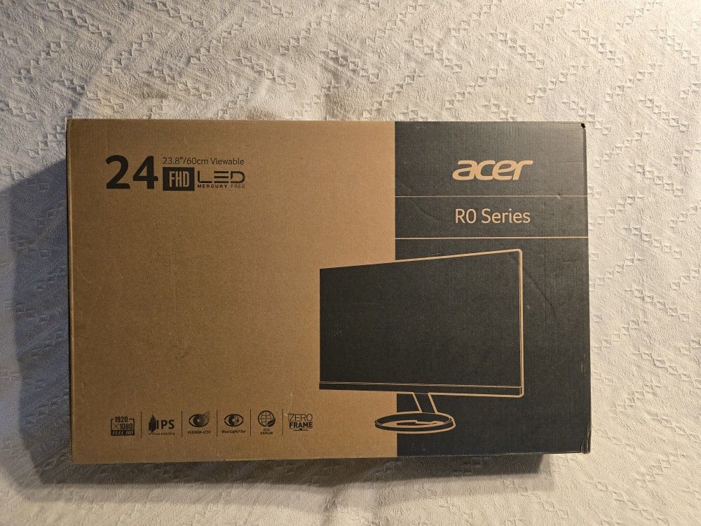 Acer 23.8” Full HD 1920 x 1080 IPS Zero Frame Home Office Computer Monitor - 178° Wide View Angle - 16.7M - NTSC 72% Color Gamut - Low Blue Light