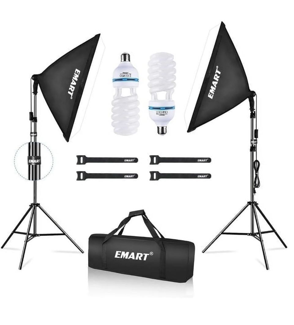 EMART Photography Softbox Lighting Kit, 20"×28" Soft Box Lights with Bulbs for Photography Studio