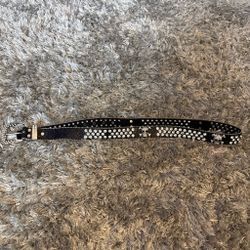 Black & silver studded belt with rhinestones
