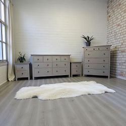 Modern Soft Gray Bedroom Set – Dresser, Tallboy & Matching Nightstands