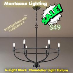 Monteaux Lighting
6-Light Black Round Candle Chandelier Light Fixture