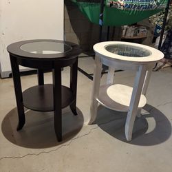 2 Side Tables , 1 Black , 1 White