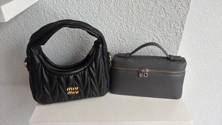 Miu Miu Black Quilted Leather Shoulder Bag and loro piana leather bag